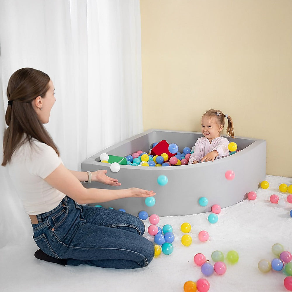 Corner Ball Pit Playpen Enclosure Grey 90x30cm