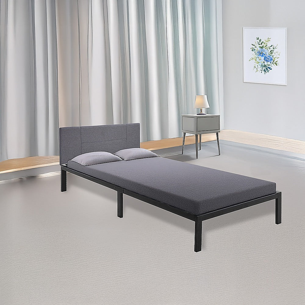Heavy Duty Metal Bed Frame Single Size Black Steel