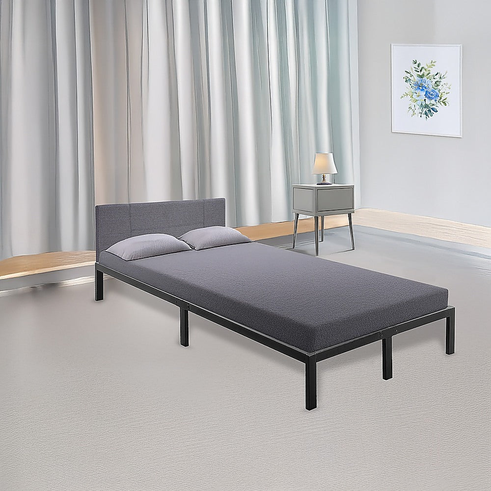 Heavy Duty Metal Bed Frame King Single Black Steel