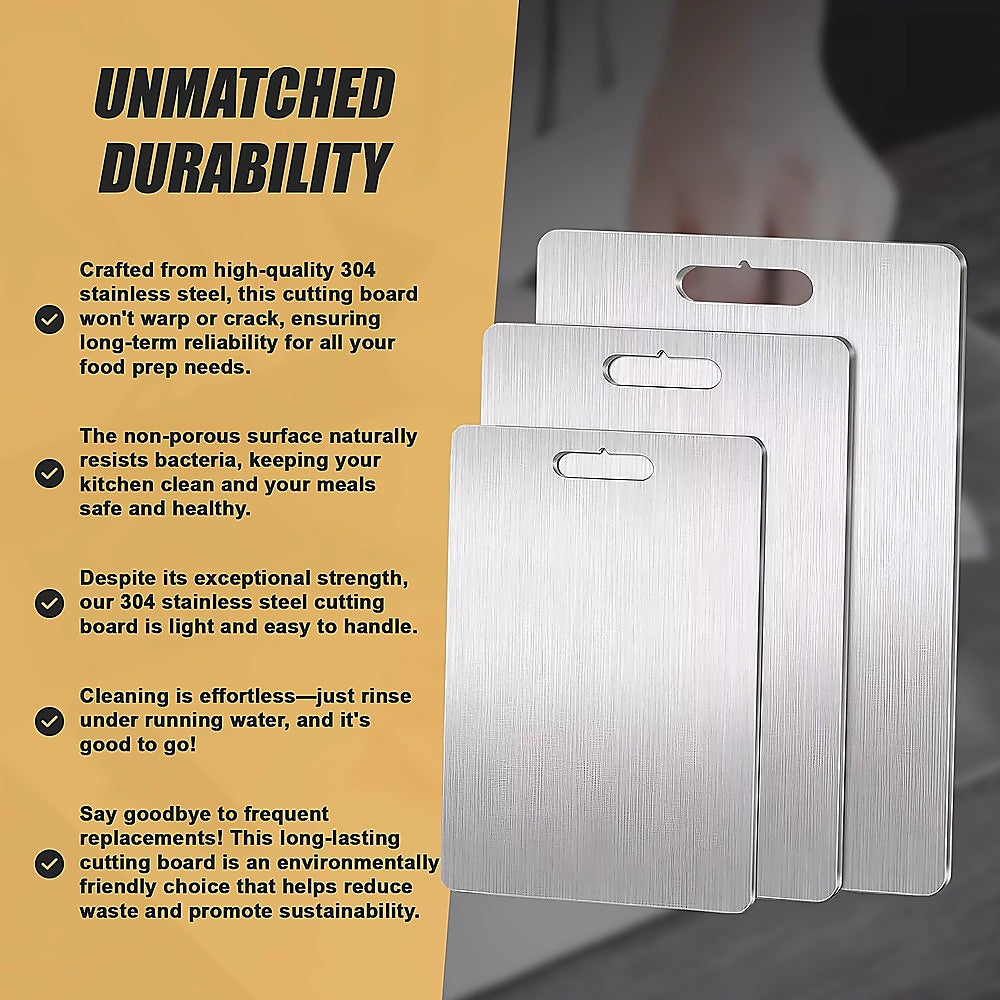 Stainless Steel Cutting Board Set 3-Piece 304 Food Grade