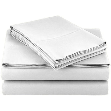 Double 1800 Series Microfiber Bed Sheet Set Deep Pocket White