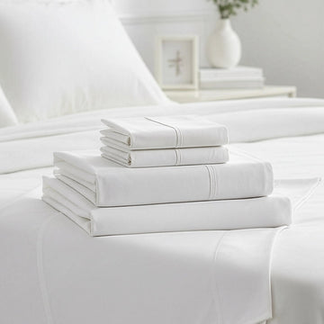 Queen 1800 Series Microfiber Bed Sheet Set Deep Pocket White