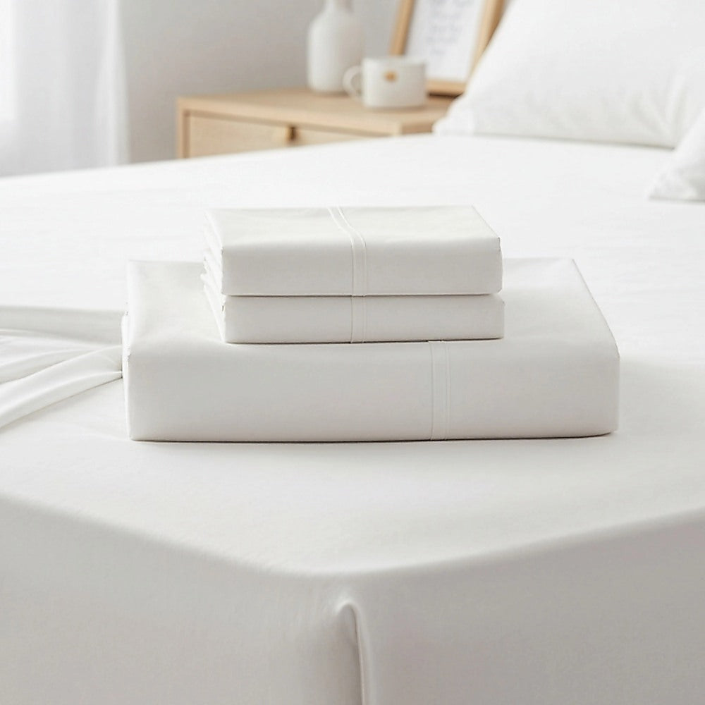 King 1800 Series Microfiber Bed Sheet Set Deep Pocket White