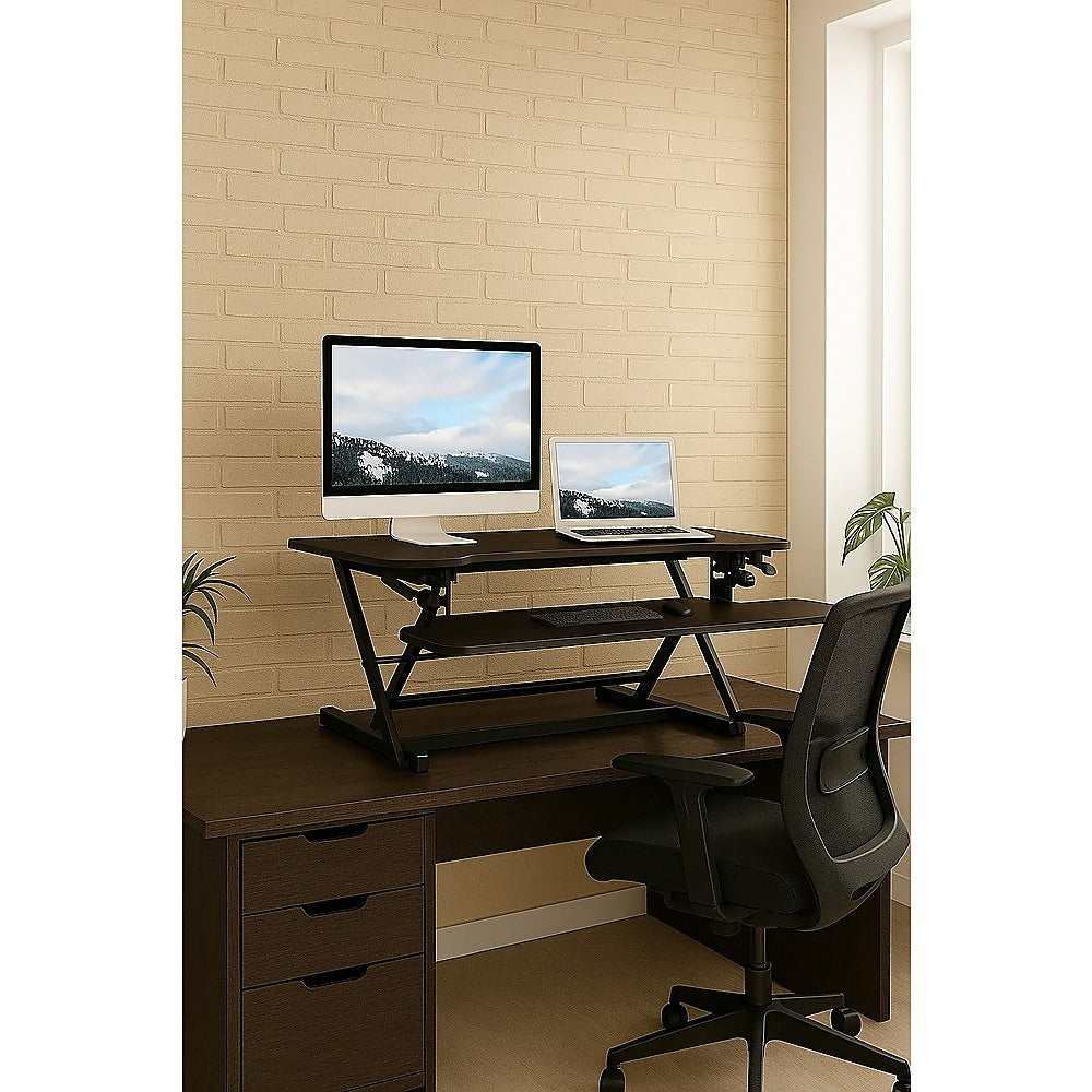 Randy Travis Bamboo Desk Converter Sit Stand Workstation Black