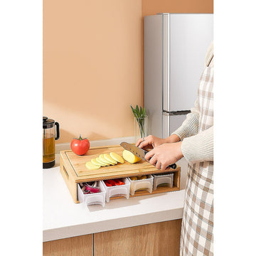 Bamboo Cutting Board Set with Graters and Organiser Trays