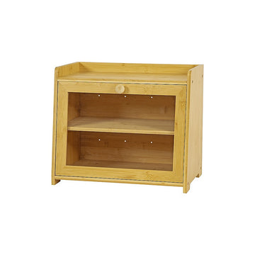Bamboo Bread Box Countertop Storage Container with Acrylic Door 40cm