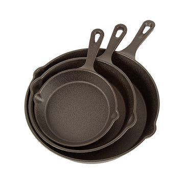 Cast Iron Frying Pan Set 3PCS Skillet Grill Oven Cookware