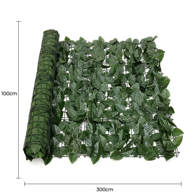 Artificial Ivy Leaf Hedge Roll 3m x 1m UV Resistant Green