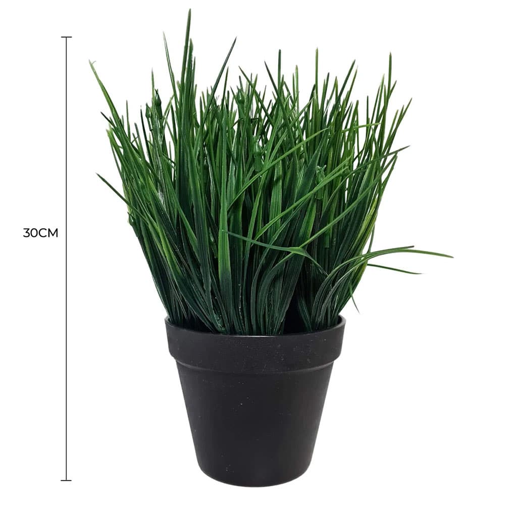 Vortaz Potted Artificial Mondo Grass Plant UV Resistant Green 30cm