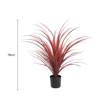 Vortaz Potted Artificial Yucca Grass Burgundy UV Resistant 75cm
