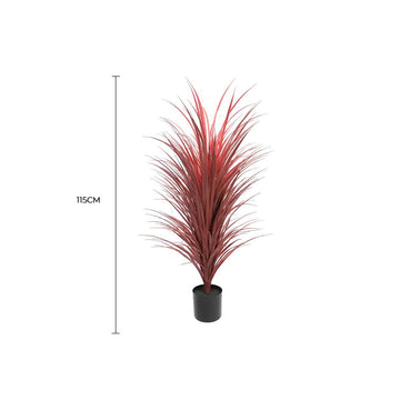 Vortaz Potted Artificial Yucca Grass Burgundy UV Resistant 115cm