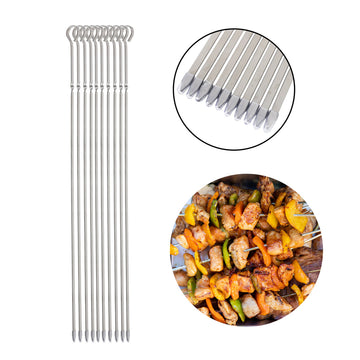 ASMOKE Stainless Steel BBQ Skewers 43cm Set of 10 Kabob Sticks