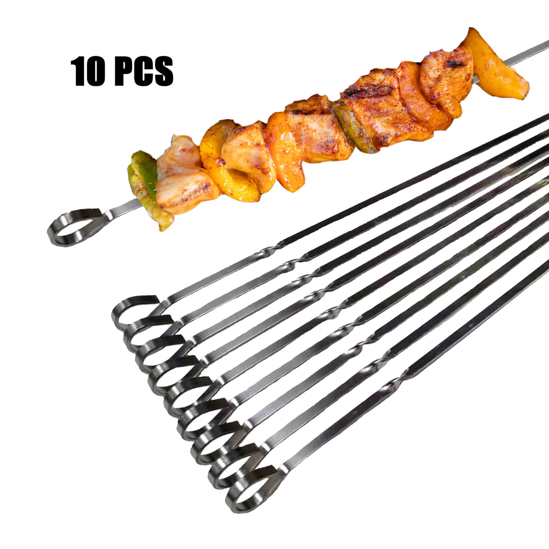 ASMOKE Stainless Steel BBQ Skewers 43cm Set of 10 Kabob Sticks