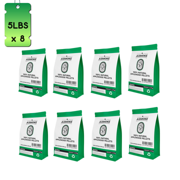 ASMOKE Apple Wood BBQ Pellets 19kg 8-Pack Mild Sweet for Pork Poultry