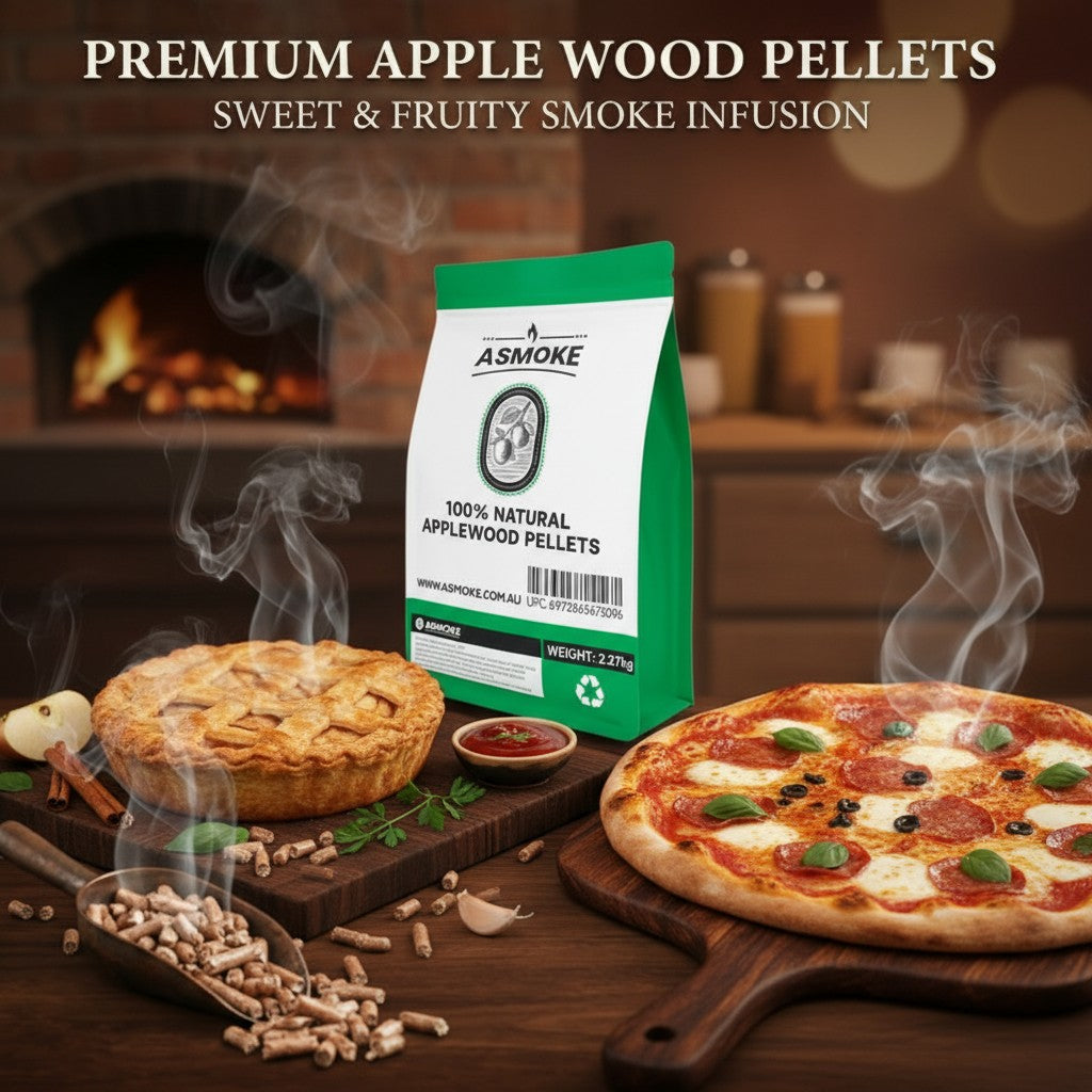 ASMOKE Apple Wood BBQ Pellets 19kg 8-Pack Mild Sweet for Pork Poultry