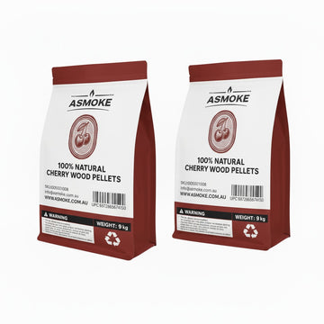 ASMOKE 100% Natural Cherry Wood BBQ Smoker Pellets 2 x 9kg