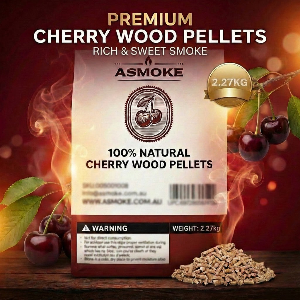 ASMOKE Cherry Wood BBQ Pellets 19kg 8-Pack Smoke Ring for Pork Duck