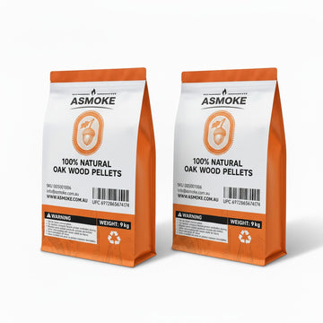 ASMOKE 100% Natural Oak Wood BBQ Pellets 2 x 9kg for Smoker and Grill