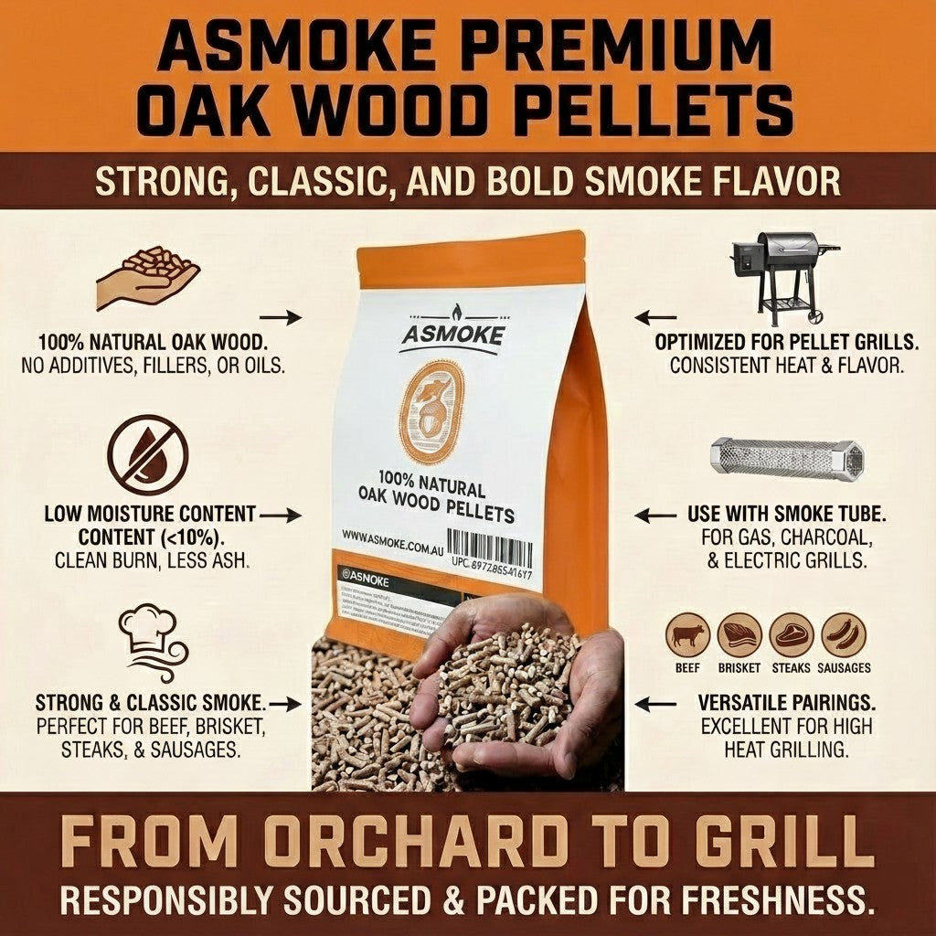 ASMOKE Oak Wood BBQ Pellets High Heat for Brisket 2.27kg