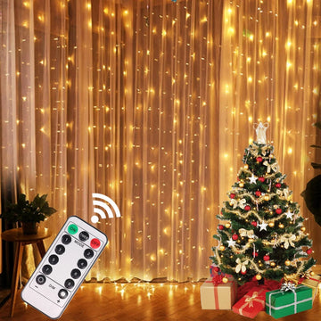 NNEOBA LED Christmas Curtain String Lights 3m Warm White