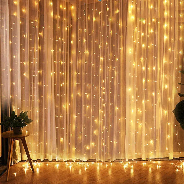 NNEOBA LED Christmas Curtain String Lights 3m Warm White