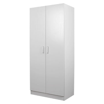 NNECN 2-Door Wardrobe Cabinet with Hanging Rail and Shelves White