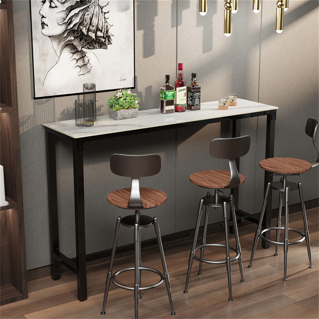 Modern Bar Table Sintered Stone Top 120x40x105cm White Black