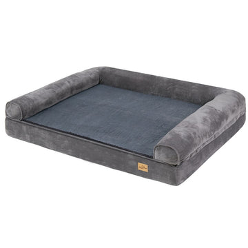 Orthopedic Dog Bed with Bolster Large Grey 100x75cm