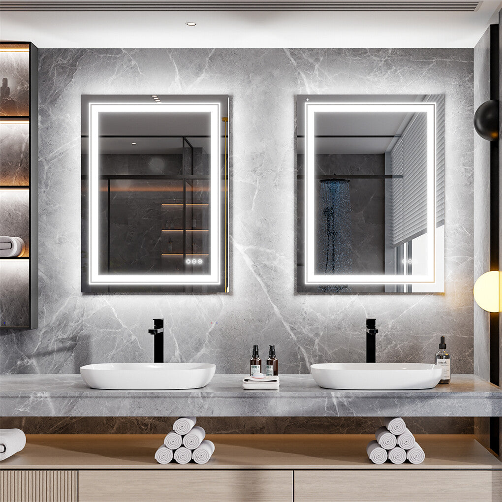 Dimmable LED Bathroom Mirror with Anti-Fog Wall Mounted 90x70cm