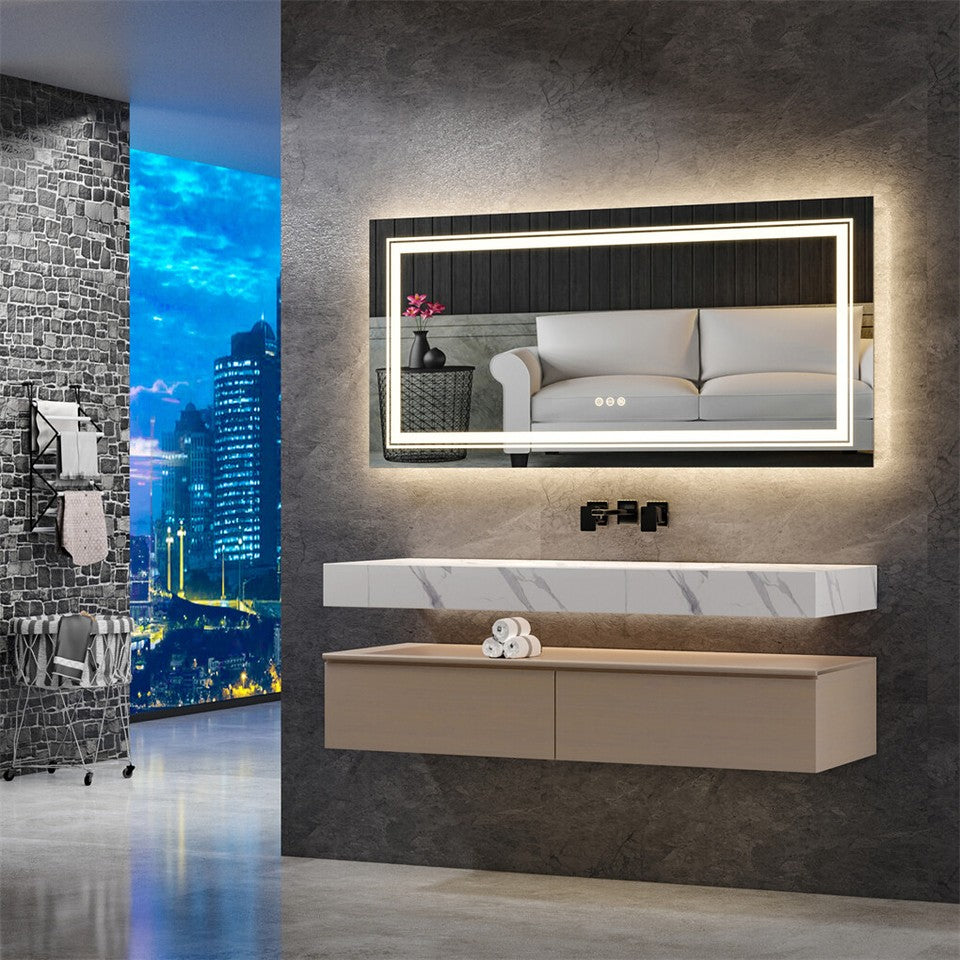 Vortaz LED Bathroom Mirror with Dual Lighting Anti-Fog 1200x600mm