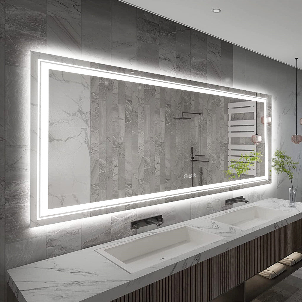 LUVODI Oversize LED Bathroom Mirror Dual Light Anti-Fog 1830x900mm