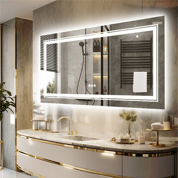 Anti-Fog LED Bathroom Mirror 1000 x 600mm Backlit Aluminium Frame