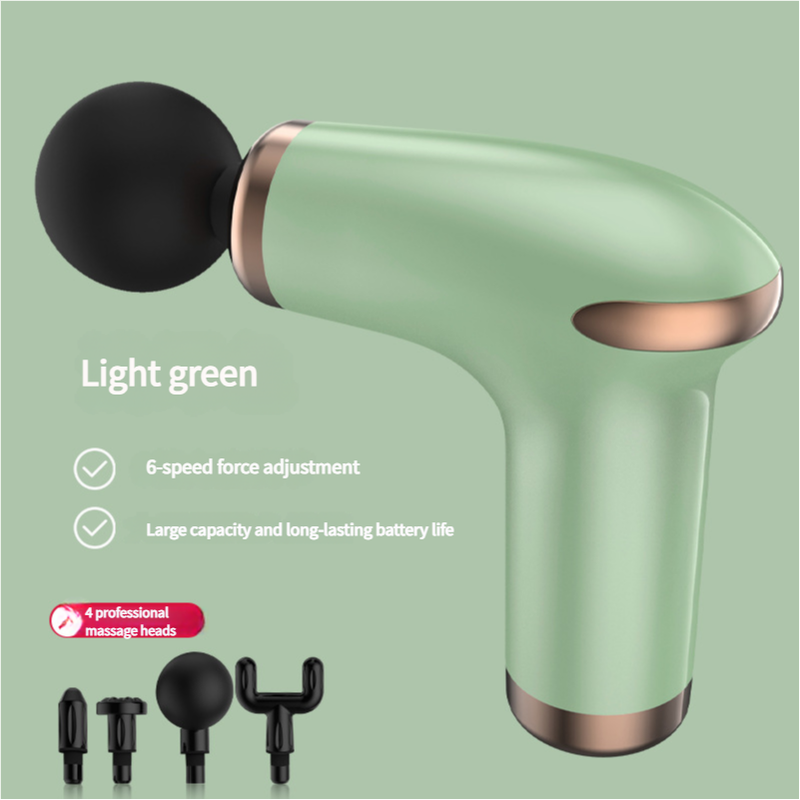 Green Massage Gun Deep Tissue 6 Speed 4 Heads
