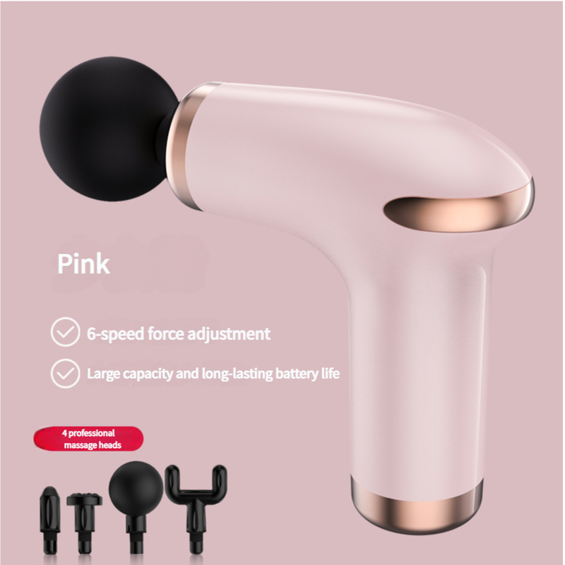 Pink Massage Gun Deep Tissue 6 Speed 4 Heads