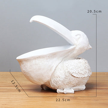 White Pelican Resin Decorative Bowl Key Holder Organizer