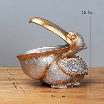 Silver Pelican Resin Decorative Bowl Key Holder Organizer