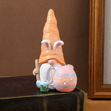 Easter Bunny Gnome Figurines Carrot Hat Decor Resin