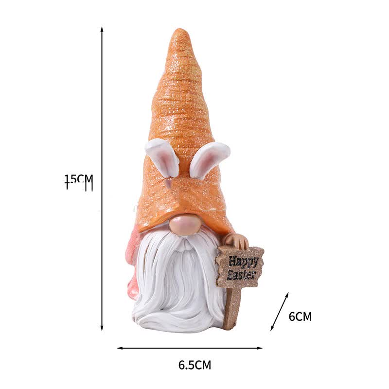 Easter Bunny Gnome Figurines Carrot Hat Decor Resin