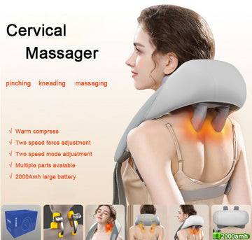 Grey Shiatsu Neck and Shoulder Massager with Heat 2000mAh Battery