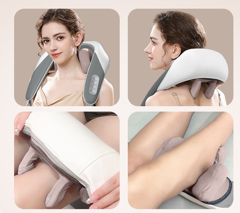Grey Shiatsu Neck and Shoulder Massager with Heat 2000mAh Battery