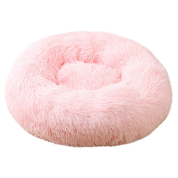 Cozy Plush Pet Bed for Dogs and Cats 50cm Round Pink