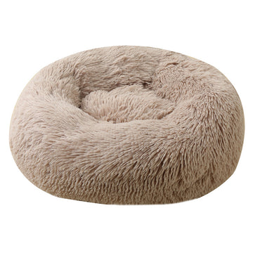 Cozy Round Plush Pet Bed Khaki 50cm