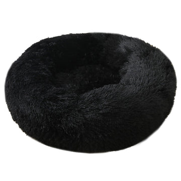Cozy Plush Pet Bed for Dogs and Cats 50cm Round Black