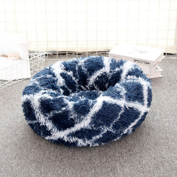 Cozy Plush Pet Bed for Dogs and Cats 50cm Round Navy Blue
