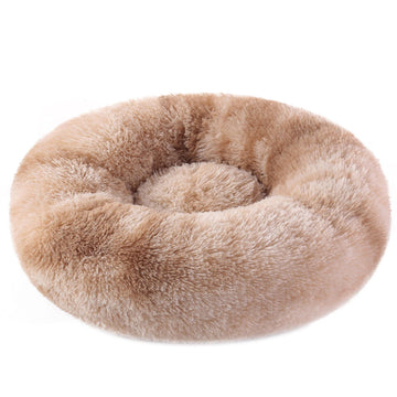 Cozy Round Pet Bed Soft Plush with Non-Slip Base 50cm Brown