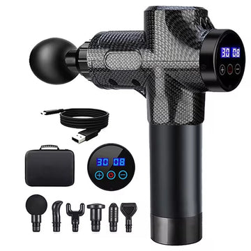 Vortaz Carbon Fiber Deep Tissue Massage Gun 30 Speed 6 Heads