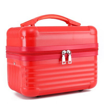 Hard Shell Makeup Travel Case Large Capacity Lightweight Portable Red