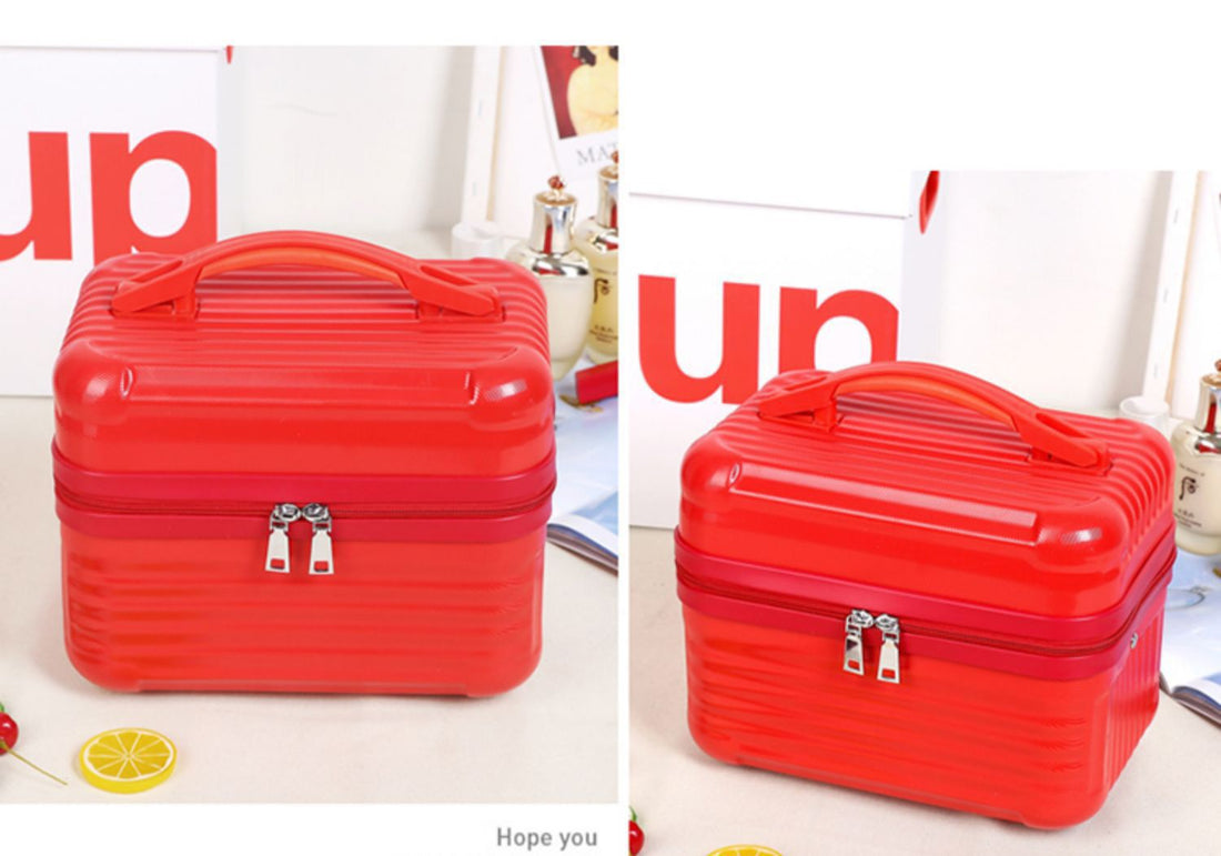 Hard Shell Makeup Travel Case Large Capacity Lightweight Portable Red