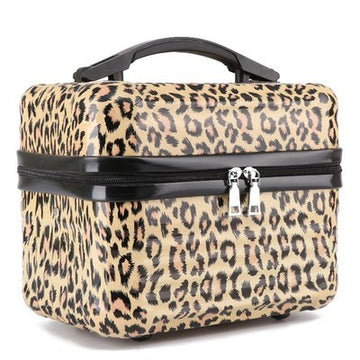 Vortaz Hard Shell Makeup Case Large Capacity Portable Cosmetic Organizer Leopard Print