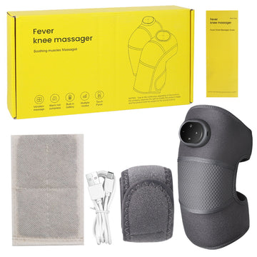 Grey Heated Knee Massager Brace with Vibration and Heat Therapy